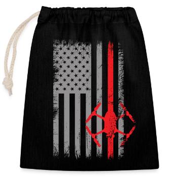 USA Flag Drone America Pilot - Closable cotton gift bag (25x30cm) - black - Front