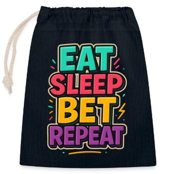 Eat Sleep Bet Repeat Sportsbook - Closable cotton gift bag (25x30cm) - navy - Front