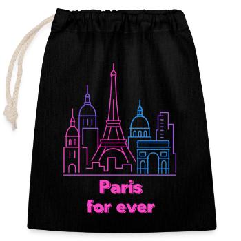 Néon Horizon Paris Silhouette Ville Ville - Sac cadeau en coton avec cordon (25 x 30 cm) - noir - Devant