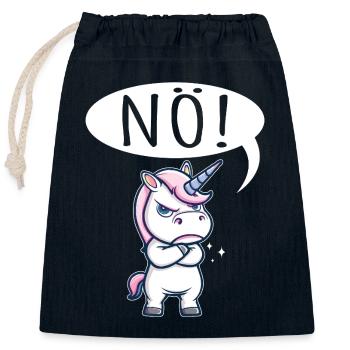 Unicorn Nope Stubborn - Closable cotton gift bag (25x30cm) - navy - Front