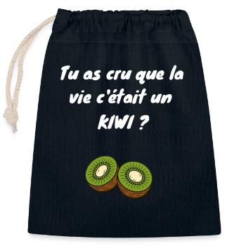 Did you think life was a kiwi? - Closable cotton gift bag (25x30cm) - navy - Front