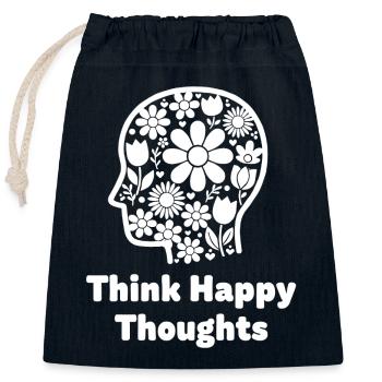 Flowers Head Think Positive - Closable cotton gift bag (25x30cm) - navy - Front