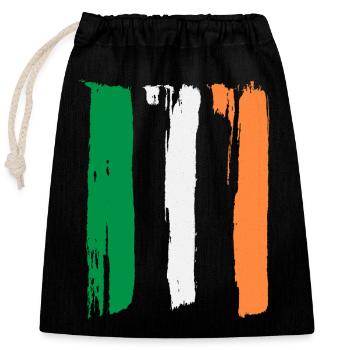 Irland Flagge - Verschließbarer Geschenkbeutel aus Baumwolle (25x30cm) - Schwarz - Vorne