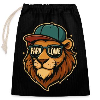 Leo Père Papa Roi Lion Cadeau fort et mignon - Sac cadeau en coton avec cordon (25 x 30 cm) - noir - Devant