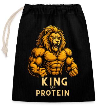 Roi des protéines - Sac cadeau en coton avec cordon (25 x 30 cm) - noir - Devant