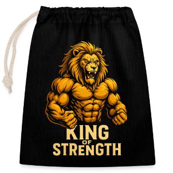 Motif du Lion du Roi de la Force - Sac cadeau en coton avec cordon (25 x 30 cm) - noir - Devant