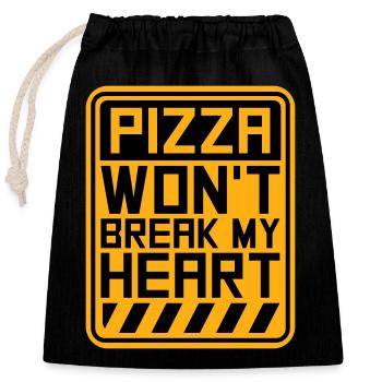 La pizza ne me brisera pas le cœur La nourriture aime l’humour - Sac cadeau en coton avec cordon (25 x 30 cm) - noir - Devant