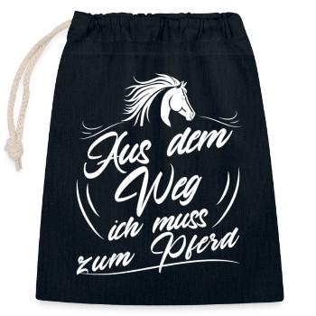 Out of the way, I have to go to the horse - Closable cotton gift bag (25x30cm) - navy - Front