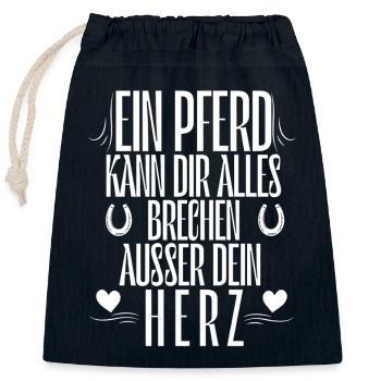 A horse can break you everything but your heart - Closable cotton gift bag (25x30cm) - navy - Front