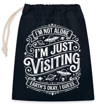 I am not alone – visitors to the earth - Closable cotton gift bag (25x30cm) - navy - Front