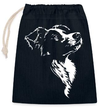 Border Collie Silhouette Hütehunde Hunde Wilsigns - Verschließbarer Geschenkbeutel aus Baumwolle (25x30cm) - Navy - Vorne