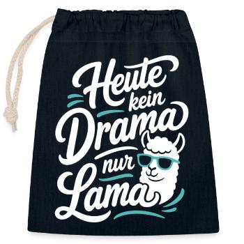 Heute kein Drama nur Lama Spruch - Verschließbarer Geschenkbeutel aus Baumwolle (25x30cm) - Navy - Vorne