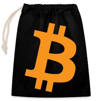 Orange Pill - Bitcoin, Bitcoiner Geschenkidee - Verschließbarer Geschenkbeutel aus Baumwolle (25x30cm) - Schwarz - Vorne