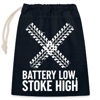 Battery Low Stoke High E-MTB Bike - Closable cotton gift bag (25x30cm) - navy - Front