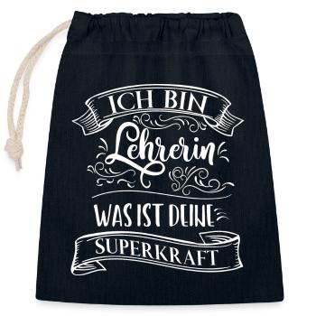 I'm a teacher, what's your superpower - Closable cotton gift bag (25x30cm) - navy - Front