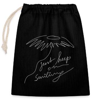 just keep on smiling - Closable cotton gift bag (25x30cm) - black - Front