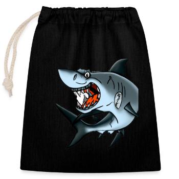 listiger, frecher weißer Hai Meer Fisch Räuber - Verschließbarer Geschenkbeutel aus Baumwolle (25x30cm) - Schwarz - Vorne