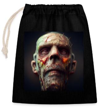 Alter Zombie - Verschließbarer Geschenkbeutel aus Baumwolle (25x30cm) - Schwarz - Vorne