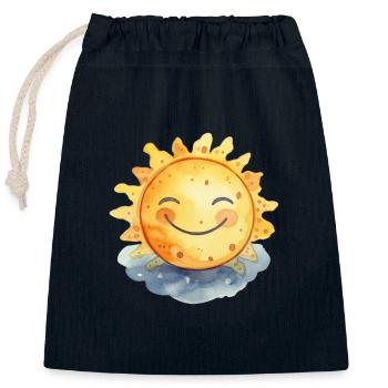 sunshine - Closable cotton gift bag (25x30cm) - navy - Front