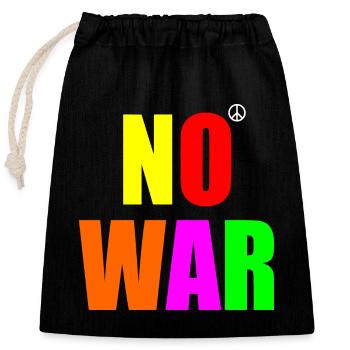 No war - Closable cotton gift bag (25x30cm) - black - Front