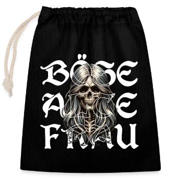 Crâne de vieille femme méchante - Sac cadeau en coton avec cordon (25 x 30 cm) - noir - Devant