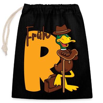 Frührente Rente R Ente Frührentnerin Frührentner - Verschließbarer Geschenkbeutel aus Baumwolle (25x30cm) - Schwarz - Vorne