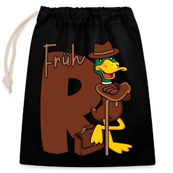 Frührente Rente R Ente Frührentnerin Frührentner - Verschließbarer Geschenkbeutel aus Baumwolle (25x30cm) - Schwarz - Vorne