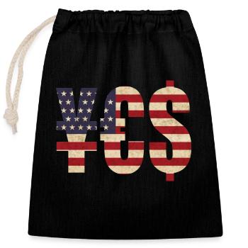 ¥€$ money US-Flag - Verschließbarer Geschenkbeutel aus Baumwolle (25x30cm) - Schwarz - Vorne
