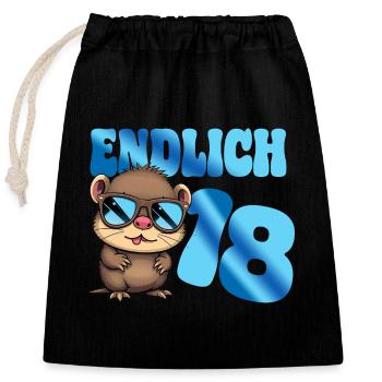 Erwachsen Teenie 18. Geburtstag volljährig - Otter - Verschließbarer Geschenkbeutel aus Baumwolle (25x30cm) - Schwarz - Vorne