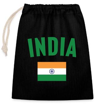 Indien Flagge - Verschließbarer Geschenkbeutel aus Baumwolle (25x30cm) - Schwarz - Vorne