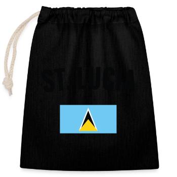 St. Lucia Flagge - Verschließbarer Geschenkbeutel aus Baumwolle (25x30cm) - Schwarz - Vorne