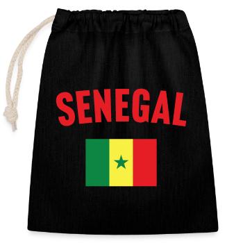 Senegal Flag - Closable cotton gift bag (25x30cm) - black - Front