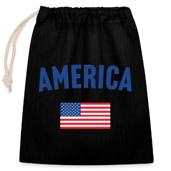 America Flag - Closable cotton gift bag (25x30cm) - black - Front