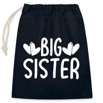 Big Sister Hearts - Closable cotton gift bag (25x30cm) - navy - Front
