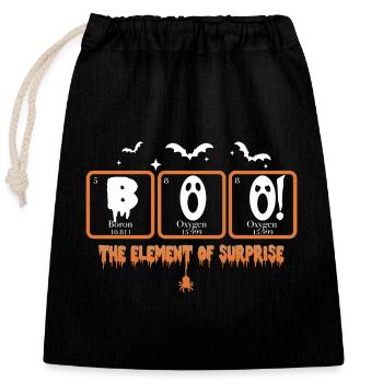 Boo Element of Horror Halloween - Closable cotton gift bag (25x30cm) - black - Front