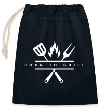 Born To Grill - Closable cotton gift bag (25x30cm) - navy - Front