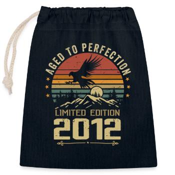 2012 Original Vintage Anniversaire 2012 rétro - Sac cadeau en coton avec cordon (25 x 30 cm) - bleu marine - Devant