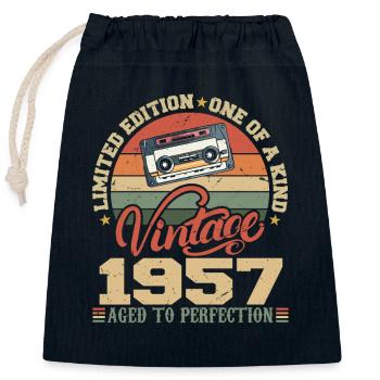 Jahrgang 1957 Retro 1957 Geburtstagsgeschenk - Verschließbarer Geschenkbeutel aus Baumwolle (25x30cm) - Navy - Vorne