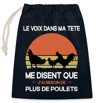 Papys Poules Humour Mamans Poules - Sac cadeau en coton avec cordon (25 x 30 cm) - bleu marine - Devant