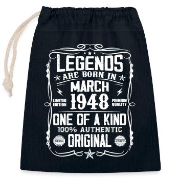 March 1948 Vintage 76 Years Anniversary Gift - Closable cotton gift bag (25x30cm) - navy - Front