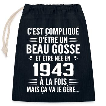 Toujours Beau Gosse 1943 Cadeau Anniversaire 1943 - Sac cadeau en coton avec cordon (25 x 30 cm) - bleu marine - Devant