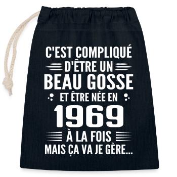 Toujours Beau Gosse 1969 Cadeau Anniversaire 1969 - Sac cadeau en coton avec cordon (25 x 30 cm) - bleu marine - Devant