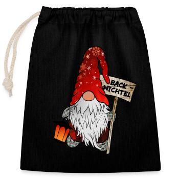 Back-Wichtel – Weihnachtsgnom für alle Backfans - Verschließbarer Geschenkbeutel aus Baumwolle (25x30cm) - Schwarz - Vorne