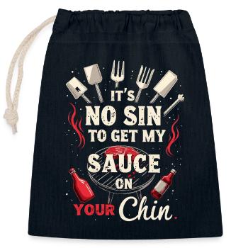 Funny BBQ Men Women Grilling Meat Smoking Barbecue - Closable cotton gift bag (25x30cm) - navy - Front