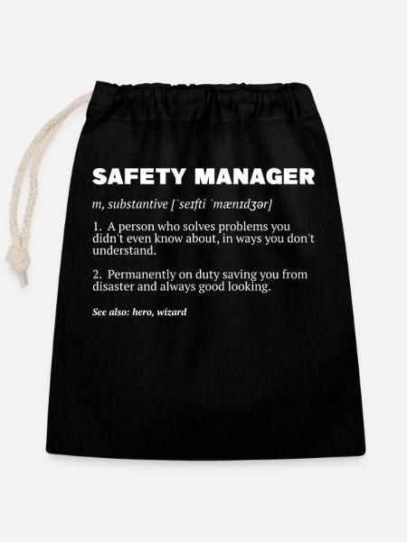 Safety Manager Sicherheitsbeauftragter - Verschließbarer Geschenkbeutel aus Baumwolle (25x30cm) - Schwarz