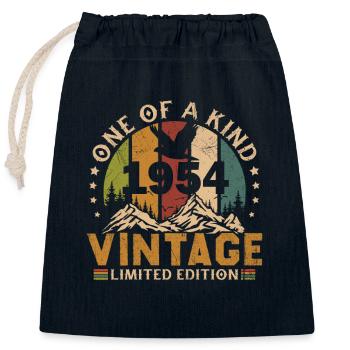 Vintage 1954 Retro Birthday Gift - Closable cotton gift bag (25x30cm) - navy - Front