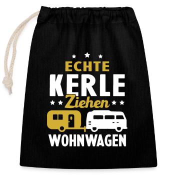 echte kerle ziehen wohnwagen - Verschließbarer Geschenkbeutel aus Baumwolle (25x30cm) - Schwarz - Vorne