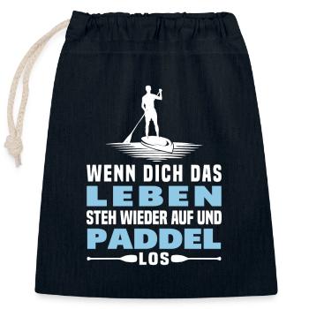 Stand Up Paddling SUP - Verschließbarer Geschenkbeutel aus Baumwolle (25x30cm) - Navy - Vorne