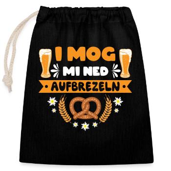 I Mog Mi Ned Aufbrezeln Dirndl - Verschließbarer Geschenkbeutel aus Baumwolle (25x30cm) - Schwarz - Vorne