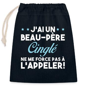 Beau Père Cinglé Citation Humour - Sac cadeau en coton avec cordon (25 x 30 cm) - bleu marine - Devant
